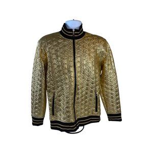 Metallic Men's Gold Chevron Bomber Jacket